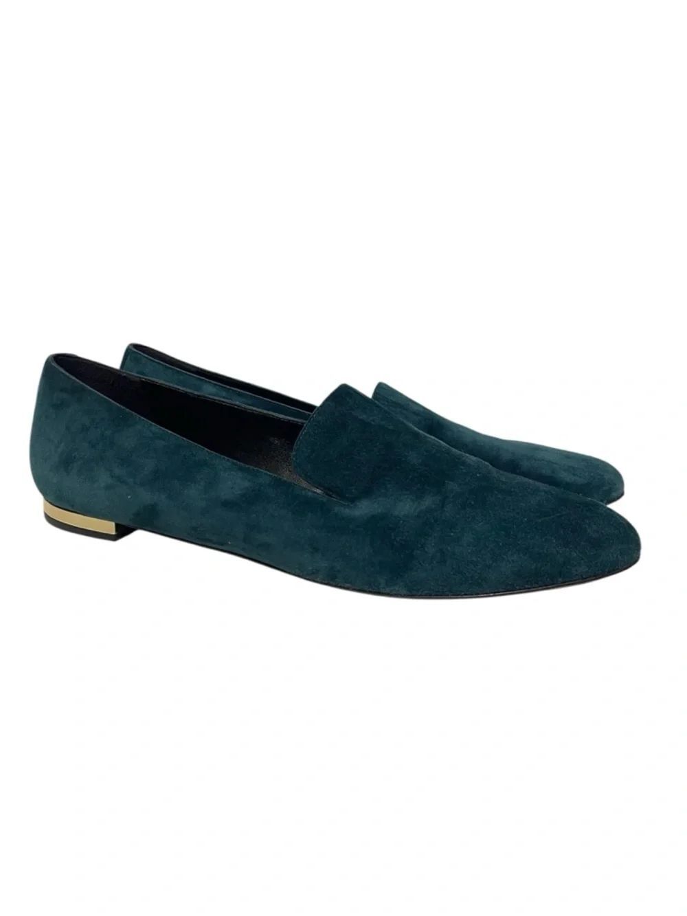 BURBERRY Mormont Teal Blue Suede Loafers 37.5